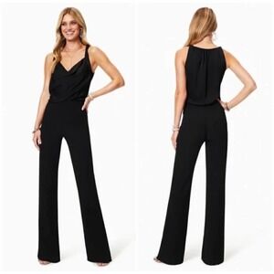 Ramy Brook Lanna Black Cowl Neck Sleeveless Wide Leg Jumpsuit Size 4